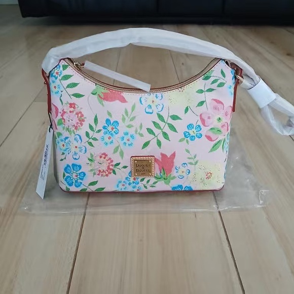Dooney & Bourke Handbags - Dooney & Bourke Pastel Floral Shoulder Bag in Pink and Blue